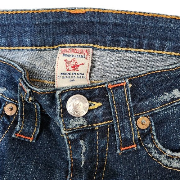 True Religion Joey Jeans Twisted Seam Flare Leg Distressed Low Rise Y2K Size 28 - Picture 9 of 10
